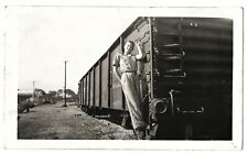 Vintage Old 1940s Photo of Teenage Boy Hanging on TRAIN Car in Virginia  picture