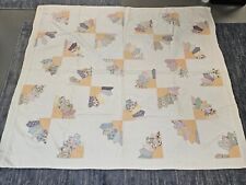 Grandmothers Fan Hand Made Large Quilt Cream Backing Hand Stitched picture