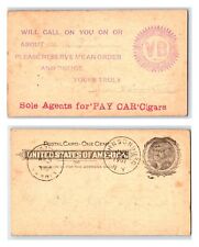 postcard 1901 tobacciana PAY CAR CIGARS tobacco VINCENT BROS ROCHESTER NY picture