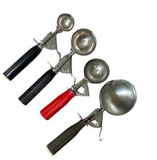 Mechanical Stainless Steel Scoops Restaurant Kitchen Lot Of 4 Metal Various Size picture