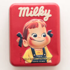 Peko Chan Fujiya Milky Tin Can Canister Travel Candy Case Milky 2001 facsimile picture
