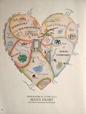 1960 Jo Lowry Geographical Guide Woman's Man's Heart Pictorial Map of Matrimony picture