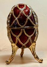 Faux Faberge Enameled Golden Trellis: Rouge Romanov Style Collectible Egg Pewter picture