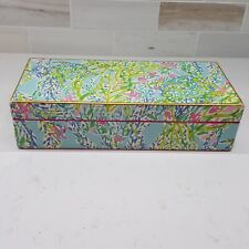 Lilly Pulitzer Blue Heaven Mermaid Laquered Box Marked Hinged Lid FLAW on Base picture