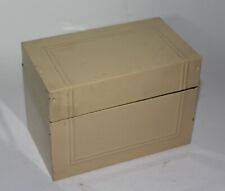 Vintage Tan Beige Tin Metal Recipe Box with Dividers & Cards picture