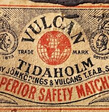 Vulcan Tidaholm Superior Safety Matches Empty Box Sweden Antique E22 picture