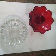 VINTAGE FENTON RUBY RED CANDLEHOLDER CANDLESTICK 3 FOOTED 9 PETALS And a Second. picture