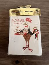 vintage invitations cocktail party new old stock rooster cocktail buffet 50s 60s picture