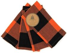 Well Dressed Home Fall Black & Orange Plaid Cloth Dinner Napkins - Set of Four picture