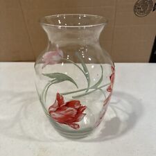 Stunning Hand-Painted Tulip Floral Glass Vase - A Touch of Elegance for Any Home picture