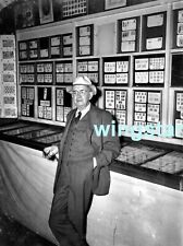 Old Photo 1950s Stamp Collection Collector Store Philatelist Vintage NEGATIVE picture