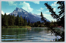 Vintage Canada Postcard Canadian Rockies Mt. Rundle Reflected In Bow River picture