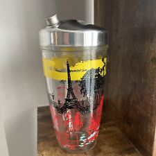 Vintage MCM Glass Cocktail Shaker by Bloomfield Industries Eiffel tower Paris picture