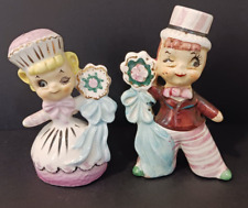 Vintage Enesco Cupcake sweet shop winking Boy And Girl Salt & Pepper Shakers picture