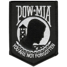 POW MIA MILITARY BIKER PATCH  3.5 * 4  INCH PATCH IRON ON (WHT/BLK) picture