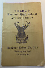 Vintage 1942 Hanover, PA Elks Club Lodge 763 High School Athletic Night Program picture