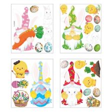 4pcs Easter Window Clings Gnome Eggs Chick Wall Sticker Refrigerator Decal picture
