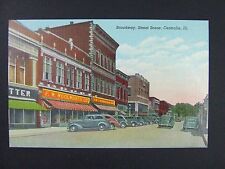 Centralia Illinois IL Broadway Street Old Cars Curt Teich Linen Postcard 1939 picture