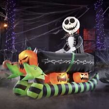 Disney 6.5 ft. LED Jack Skellington on Coffin Sleigh Inflatable Halloween NEW picture