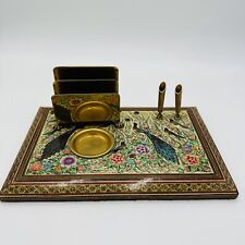 Mid 20th Century Mosaic Middle Eastern Moorish Pen & Letter Holder Desk Set picture