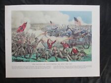 1960 Currier & Ives Civil War Print- The Battle of Gettysburg, PA., July 3, 1863 picture