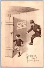 Postcard Baseball Getting In On A Passed Ball Policeman Chasing Boy Comic A17 picture