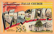 Large Letter Greetings From Falls Church, Virginia Vintage PC Posted 1949 picture