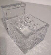 Vtg Quilted Crystal Box Lid Astor Trinket Candy Square Box  French Lead Crystal picture