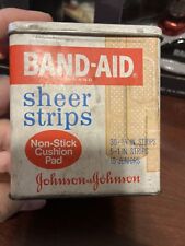 Band-Aid Box Sheer Strips Empty Metal Tin 3.5”x3”x1.5” picture