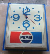 1960s Vintage Pepsi Cola Blue Dots Soda Hanging Wall Clock Sign SS picture