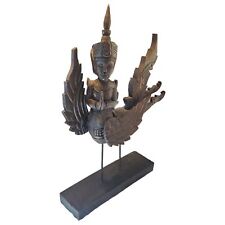 Vintage Thai Carved Garuda Statue - Winged Deity Goddess Thailand Hindu Folk Art picture