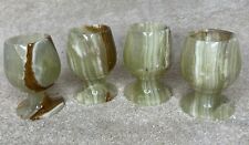 Vintage Set of 4 Onyx Marble Swirl Stone Stemmed Mini Shot-Style Goblet 2.75