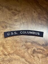 USN US Navy USS Columbus Sew On Patch 4” 60s 70s Rare Tab Blue picture