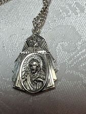 M24- Vintage HMH Sacred Heart Jesus Mother Mary Sterling Silver Medal 24