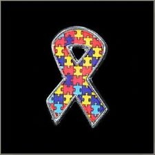 Autism Awareness Ribbon BIKER PIN W/  LOCKING BACK FOR VEST JACKET LEATHER DENIM picture