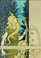 Postcard: Nouveau Print Repro - E. Grasset - Woman w/ Long Hair and Cello picture