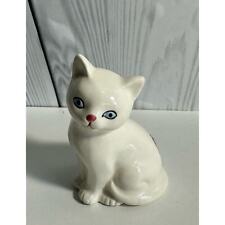 Vintage Takahashi San Francisco  White Sitting Cat Figurine Blue Eyes picture