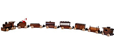 Vintage Wood Train Set 8 Cars Extra Large 7 Ft Rustic Choo Choo picture