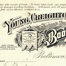 1896 Letterhead Young, Creighton & Diggs Boots Shoes Baltimore - Ephraim Baker*  picture