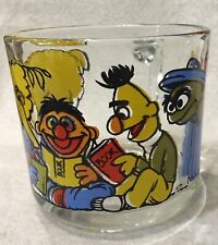 Vintage 1980s Sesame Street Glass Mug Cup Big Bird Oscar Burt Ernie Muppets picture