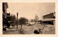 Snowy Main Street Plainwell Michigan MI Sun Theatre 1930s RPPC Postcard Photo picture
