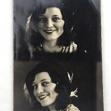 Vintage Black and White Photo Young Woman Face Different Poses Close Up Curls picture