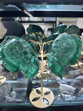 Natural malachite craft  Butterfly Wing Quartz Skull Carved Crystal +stand picture