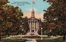 Macomb ILL Illinois State College Campus Administration 1950s Vtg Postcard L2 picture