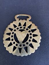 Antique brass reins decoration Medallion Heart Sun#26 picture
