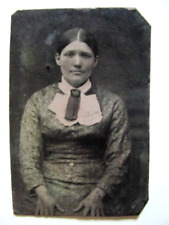 VINTAGE TIN TYPE PHOTO, PRETTY YOUNG WOMAN, DAVIDSON COUNTY NORTH CAROLINA picture