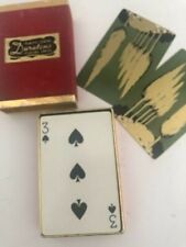 Vtg MCM Set Unused DURATONE PLAYING CARDS Green Gold TREES Velvet Box GRAPHICS 1 picture