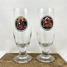 Vintage Anheuser Busch Footed Beer Glasses Pair of 7