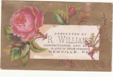 R Williams Confectioner and Baker Newville PA Pink Roase Vict Card c1880s picture