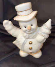 VINTAGE Lenox Porcelain Snowman Figure Holding Christmas Tree Handcrafted picture